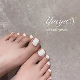 24片盒装白色感穿戴美甲成品 美甲脚趾甲甲片 假指甲脚指甲nail