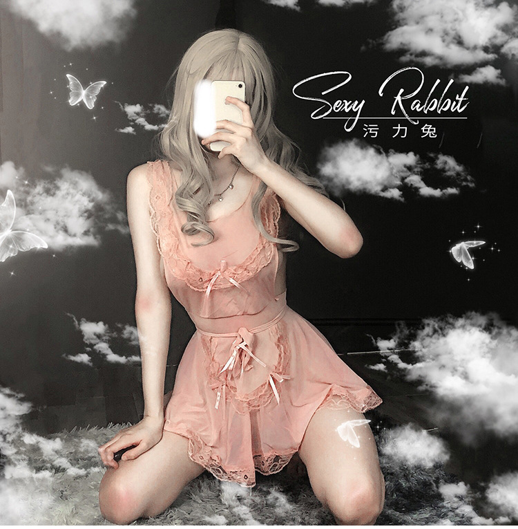 污力兔情趣内衣角色扮演蕾丝服粉色套装性感荷叶边女仆装女佣制服
