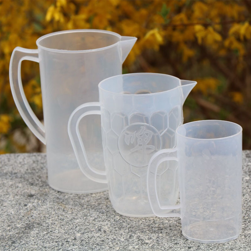 单层塑料啤酒杯 凉水杯2000毫升可印logo带把透明塑料大号扎啤杯