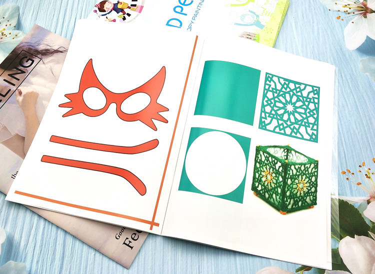 3d打印笔美术画册 三d笔绘画教材 临摹画册 40个图案送透明临摹板