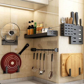 厨房置物架壁挂式免打孔家用调味调料用品大全神器刀架挂架收纳架