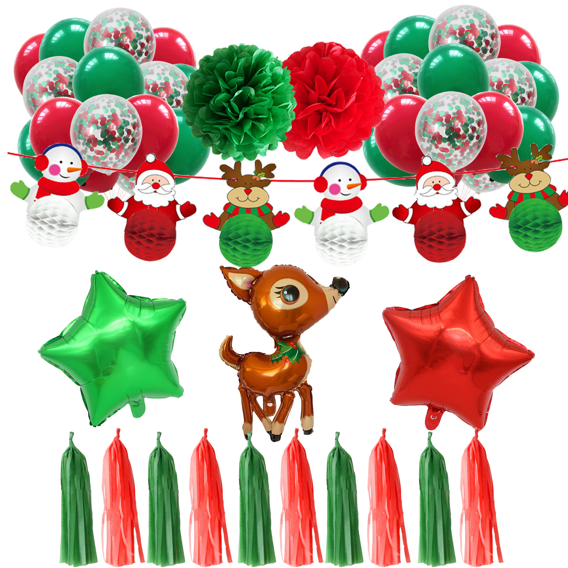 ten red latex   ten green latex balloons   ten sequined balloons