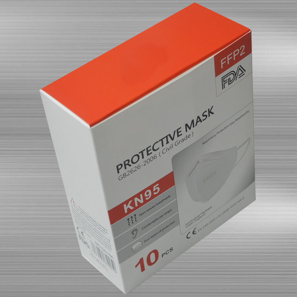 彩盒定制白卡彩色口罩盒现货盒子kn95口罩盒英文10个装英文外销