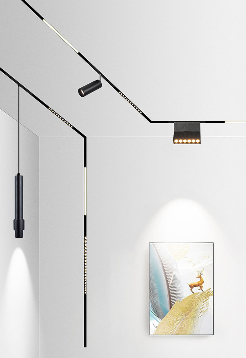 厂家批发磁吸导轨灯无主灯设计明装嵌入式轨道线条灯 led轨道射灯