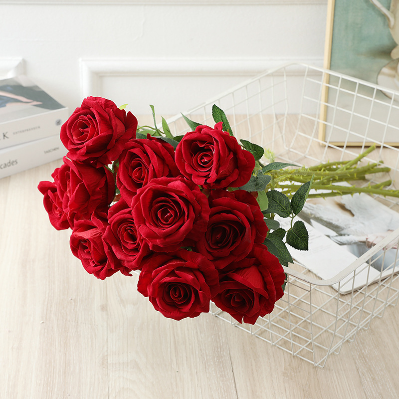 仿真花假花玫瑰花 情人节礼物婚庆新娘手捧花家居装饰摆设