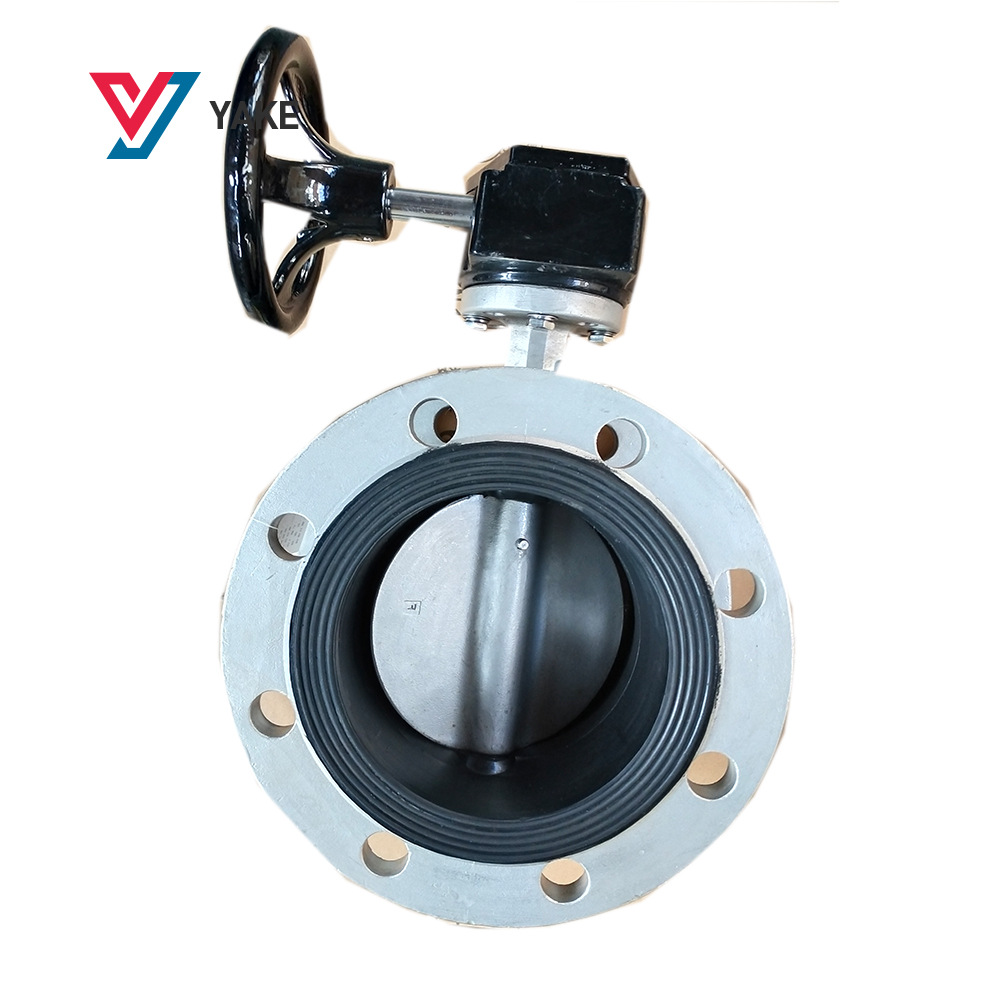 d341x16p全不锈钢双法兰涡轮蝶阀304法兰中线蝶阀