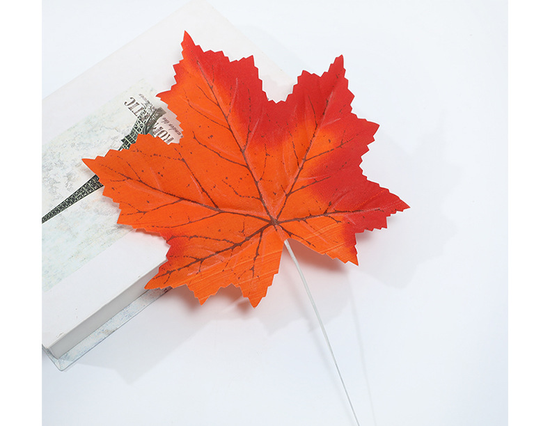 批发仿真花配件彩色枫叶 仿真叶 插花配叶婚庆派对装饰彩印枫叶