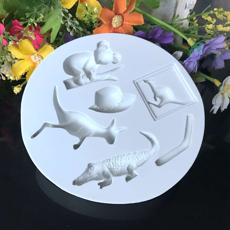 动物硅胶模具袋鼠考拉鳄鱼翻糖蛋糕模具饼干装饰模diy工具