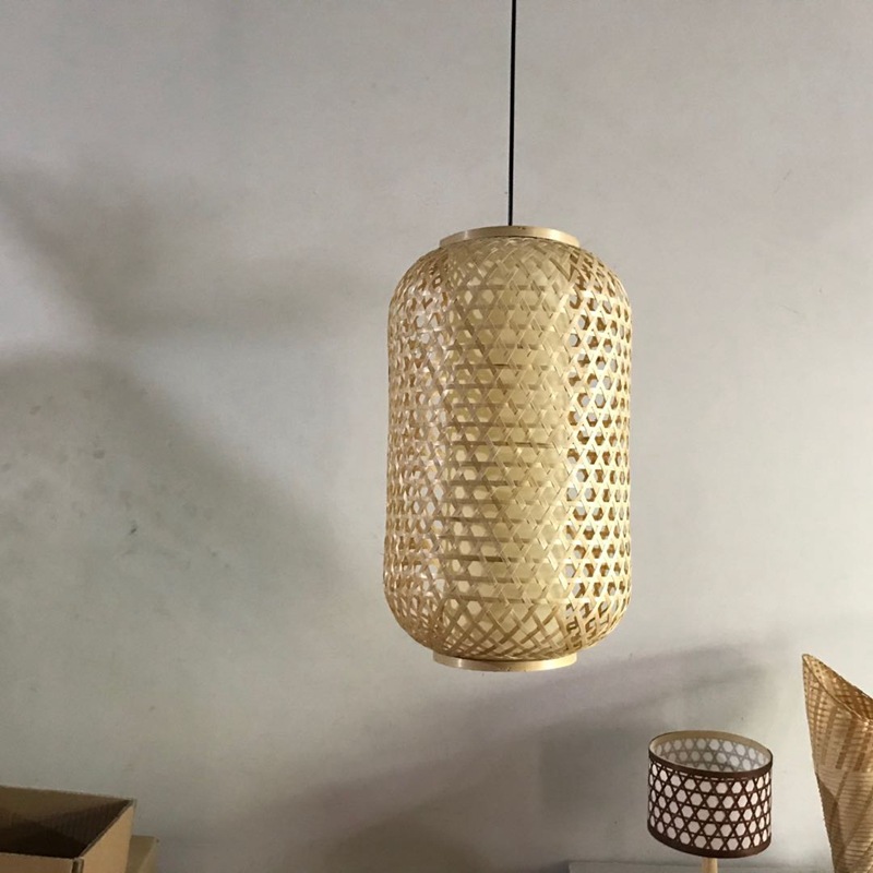 日式民宿客栈田园风创意竹子灯笼火锅店吊灯创意竹编植物装饰吊灯-阿