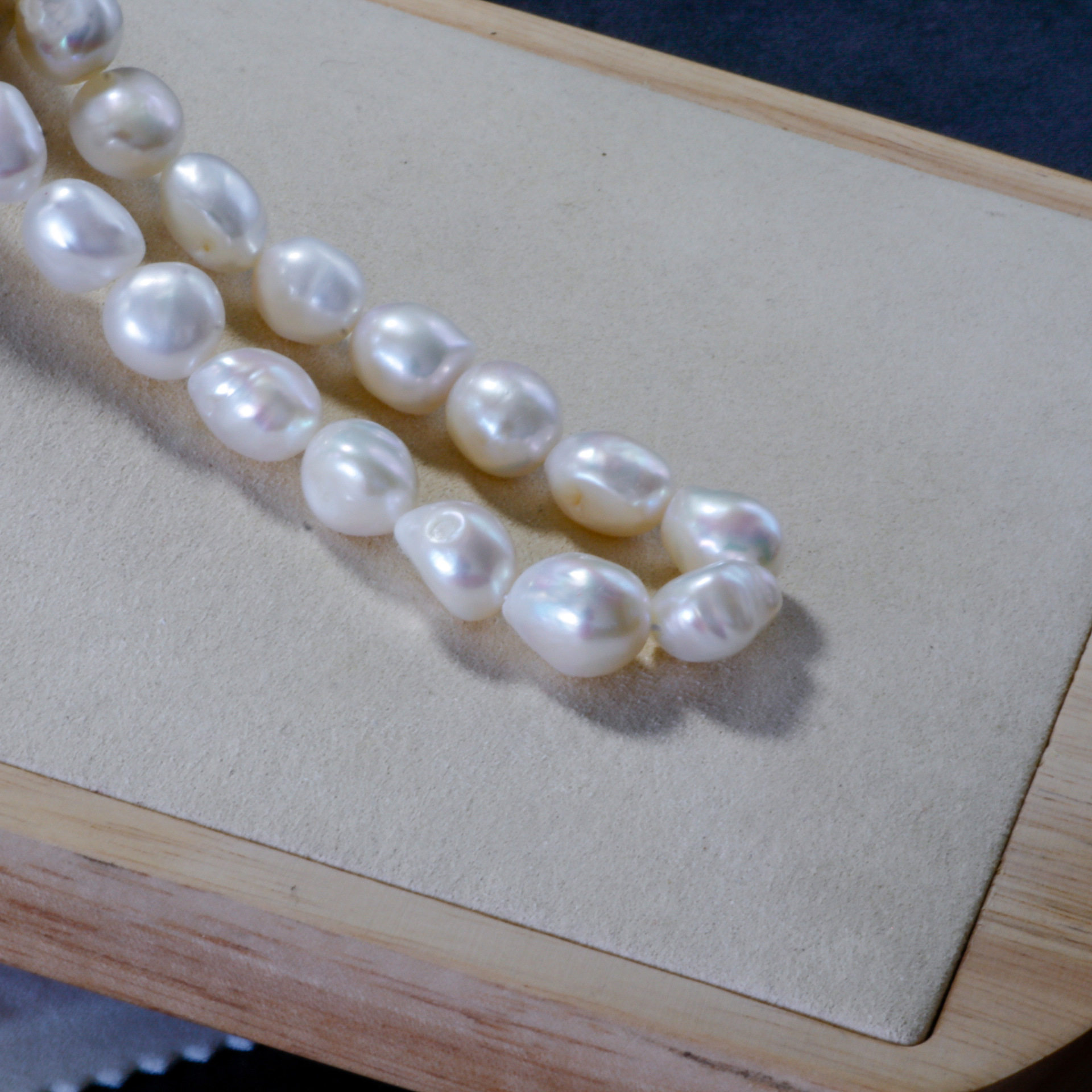 厂家货源 巴洛克淡水珍珠 12-15mm 两面光 光泽好 串链 珍珠项链