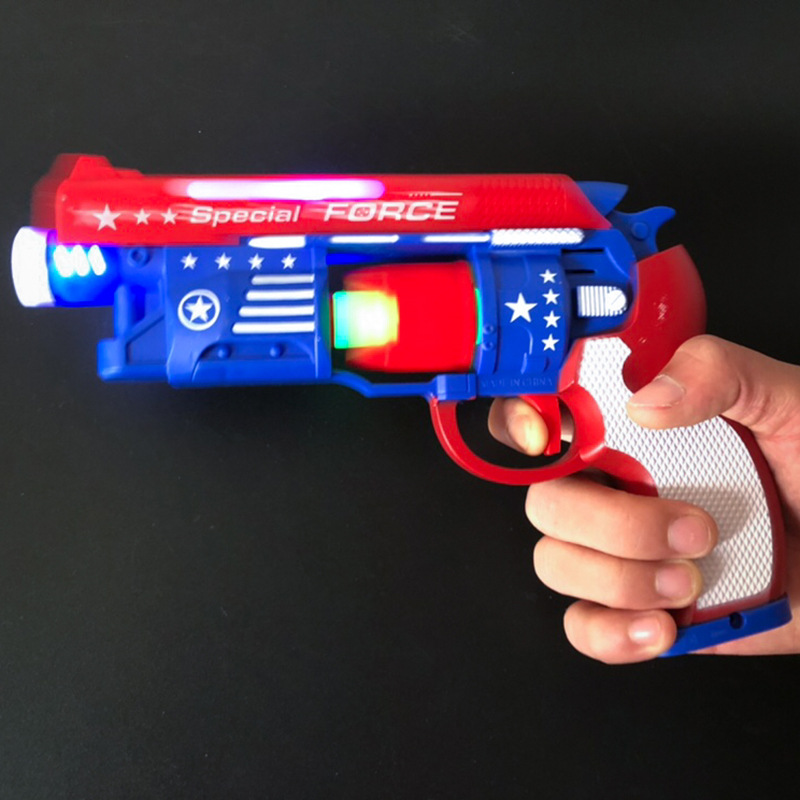 Children's Electric Toy Gun Light Music Pistol Vibration Left Wheel Acousto-Optic Gun Projection Gun Luminous Toy Gun Wholesale