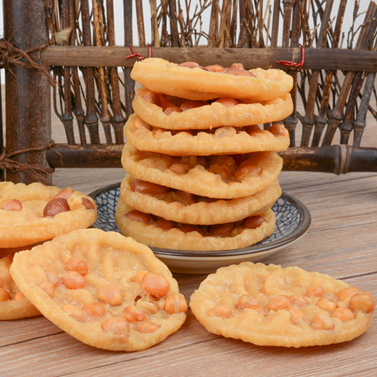 锅巴豆巴子饼干赣南客家零食小吃江西特产月亮巴粑赣州花生巴油炸