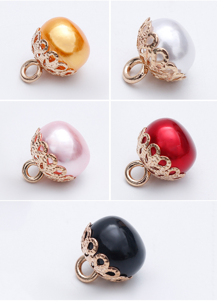 高亮珍珠扣彩色圆形金底扣铜脚女士旗袍扣子衬衫开衫毛衣装饰现货