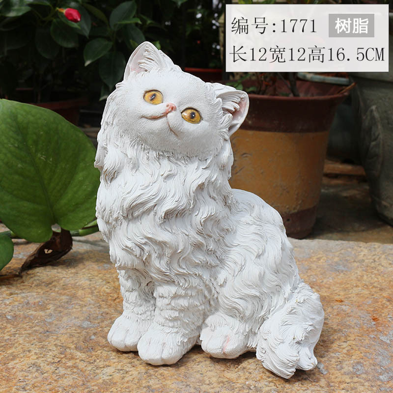 Simulation Persian Cat Decoration Cute Animal Resin Model Fake Cat Doll Home Decoration Living Room TV Cabinet Decoration