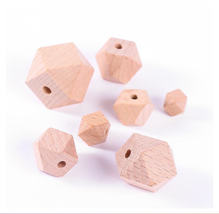 跨境货源原木色八角珠diy饰品配件材料木散珠木质工艺品现货