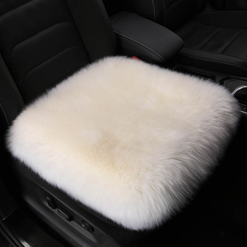 纯羊毛汽车坐垫三件套皮毛一体长毛小方垫冬季羊皮沙发垫椅垫座垫