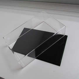 定制亚克力透明长方形五面盒配黑色底板天地盖盒子注塑亚克力盒子