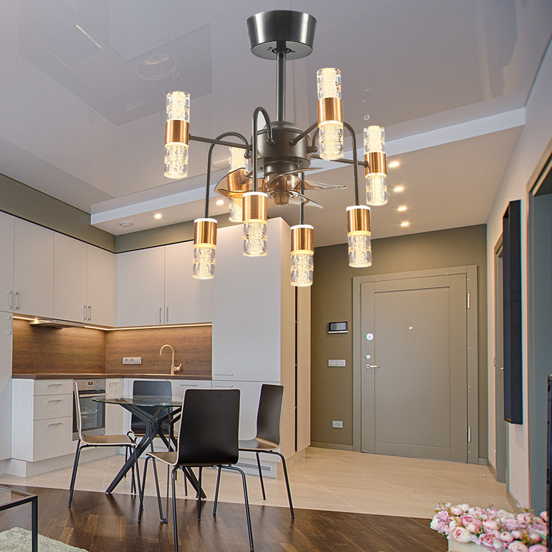 北欧吊扇灯风扇灯餐厅客厅带灯风扇吊灯家用一体大风力隐形电扇灯