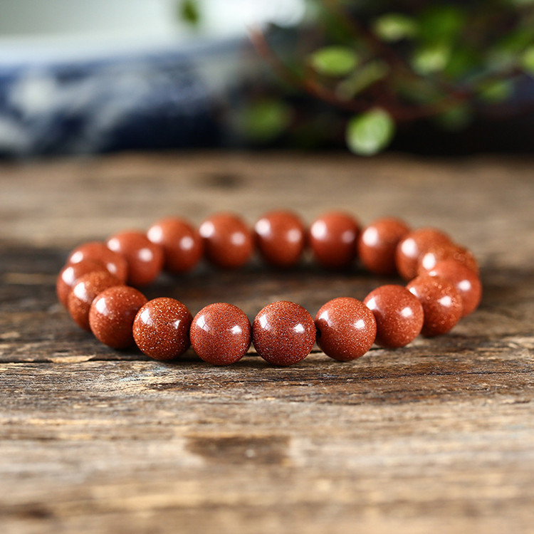 厂家现货 金沙石佛珠 6-16mm手串转运珠金砂108颗手链砂金 男女款