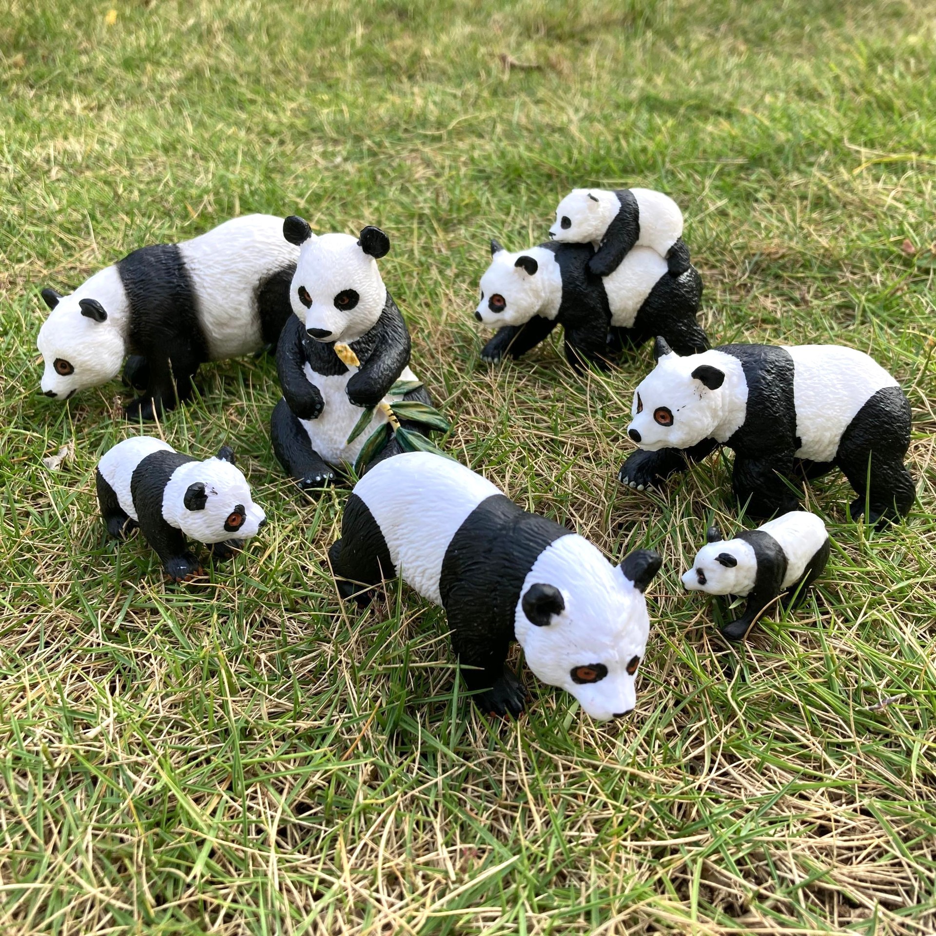 跨境仿真实心野生动物模型 大熊猫 小熊猫 熊猫玩具模型套装摆件