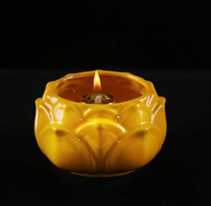 佛教佛具寺庙素油酥油灯无字莲花油灯供佛前陶瓷法会莲花结缘油灯