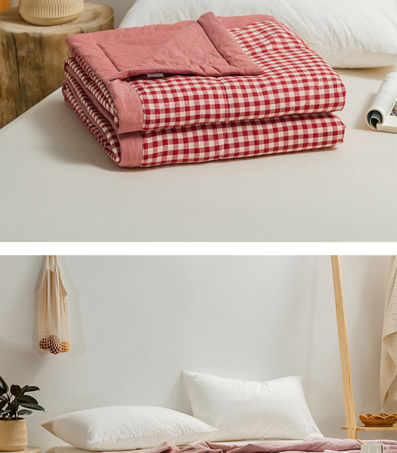 日式民宿空调被 纯棉色织格子薄被 无印裸睡夏被水洗棉夏被代发
