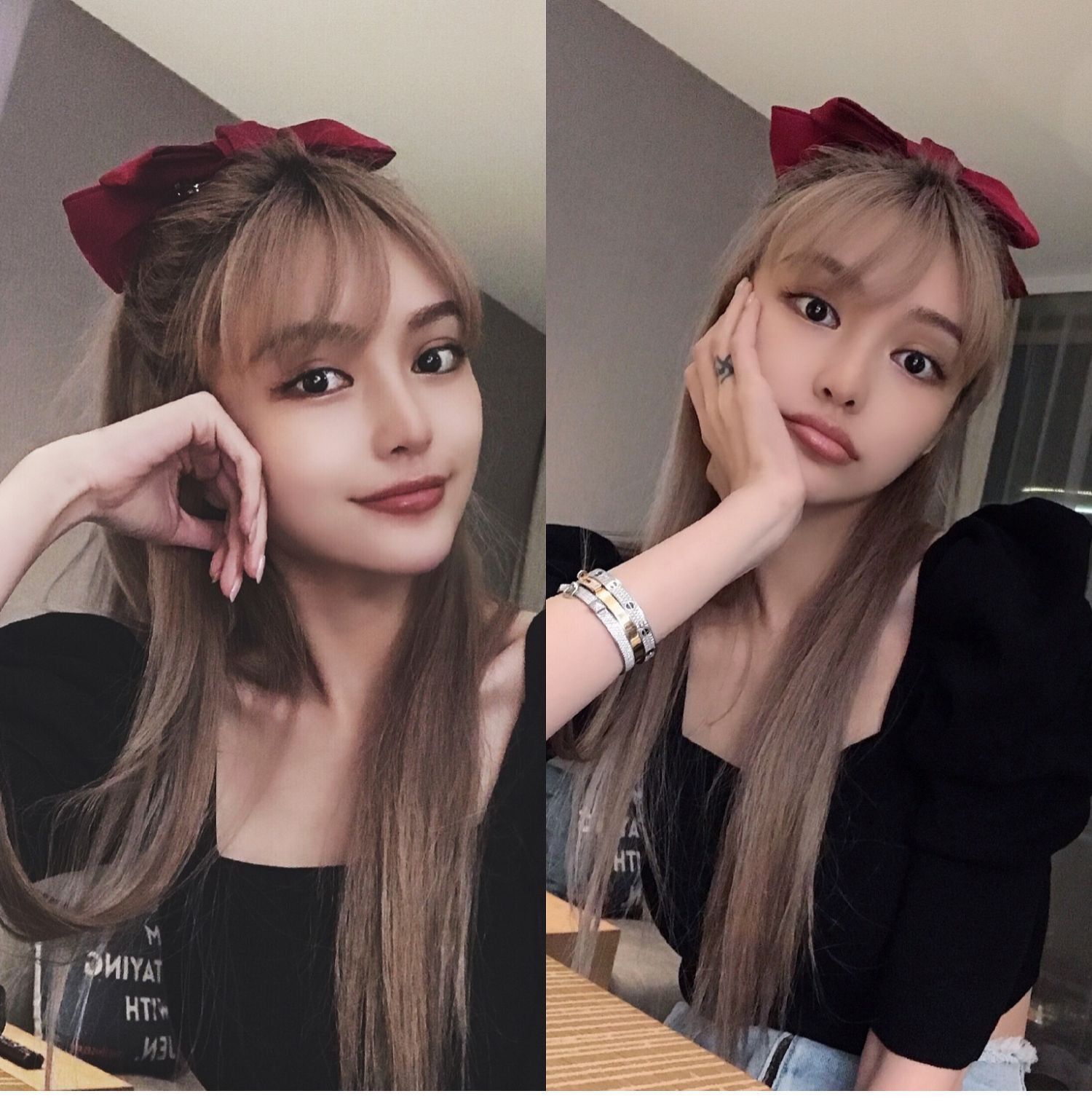 周扬青黑色大蝴蝶结发夹后脑勺韩国网红发卡顶夹边夹少女夹子头