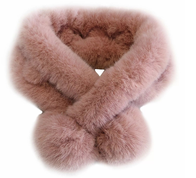 Soft Fur Scarf Winter Cross Ball Scarf Imitate Rex Rabbit Fur Keep Warm Pure Color Fur Collar Spot Delivery