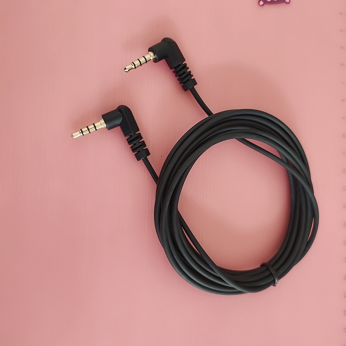 5弯头音频线 3.5公对公四节车载音频线四节镀金弯头 长盘