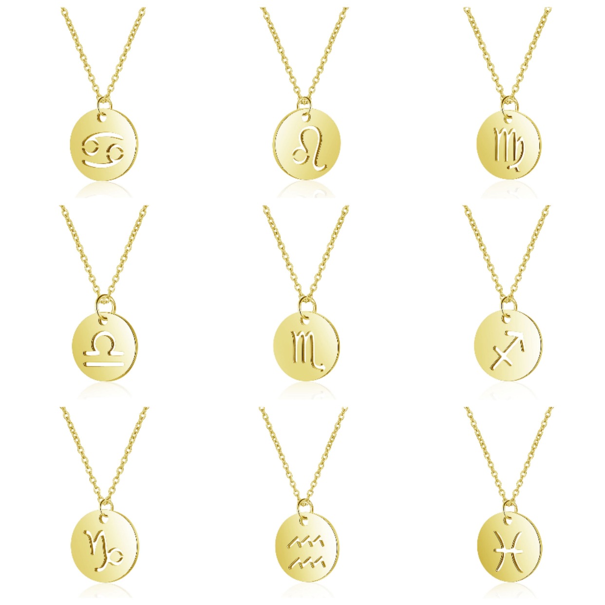 源头厂家现货直销简约12星座不锈钢项链 真空电镀摩羯座钛钢吊坠