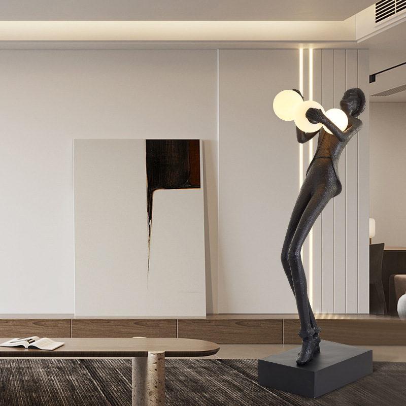 Nordic Art Sculpture Ball Floor Lamp Hotel Villa Mall Exhibition Hall Creative Human-Shaped Designer Decorative Lamp