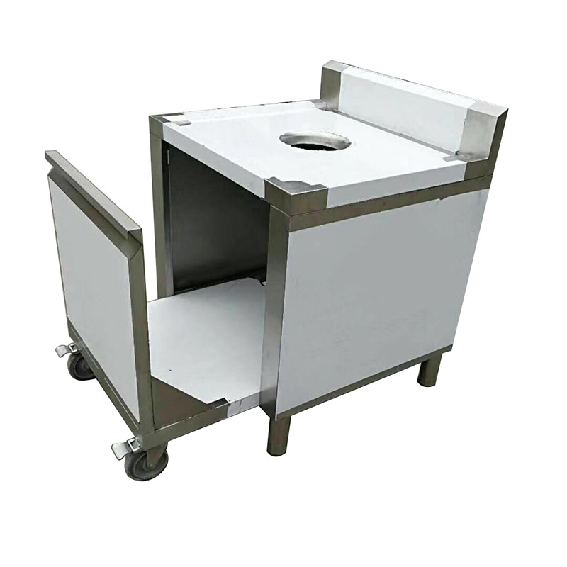 加工定做不锈钢残食台学校餐厅收餐台带推车残食收集车垃圾分拣台