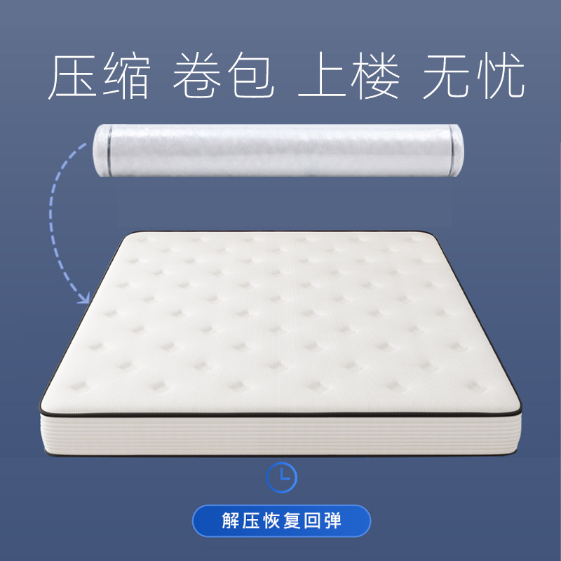 阻燃压缩卷包床垫乳胶活氧棉硬垫独立袋弹簧两用可定制工厂批发价