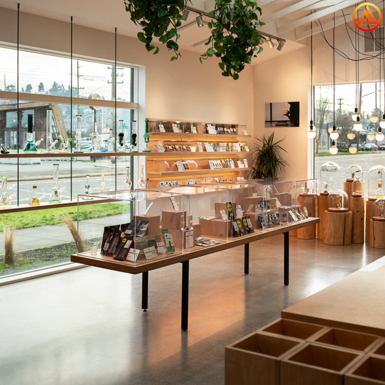 厂家设计精品手办展示柜透明创意精品店中岛柜展柜上墙玻璃展示柜