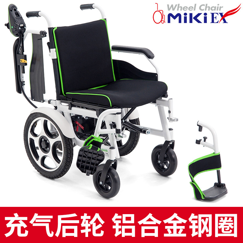 日本miki三贵电动轮椅车光折叠轻便老人残疾人电动代步车四轮