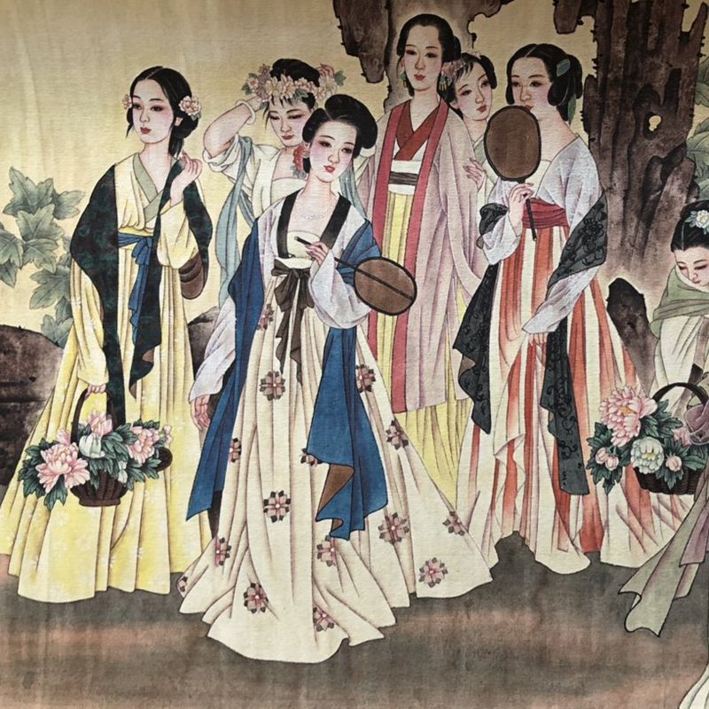 古玩杂项工艺品复古做旧张大千二十四美图长卷画家居客厅装饰品