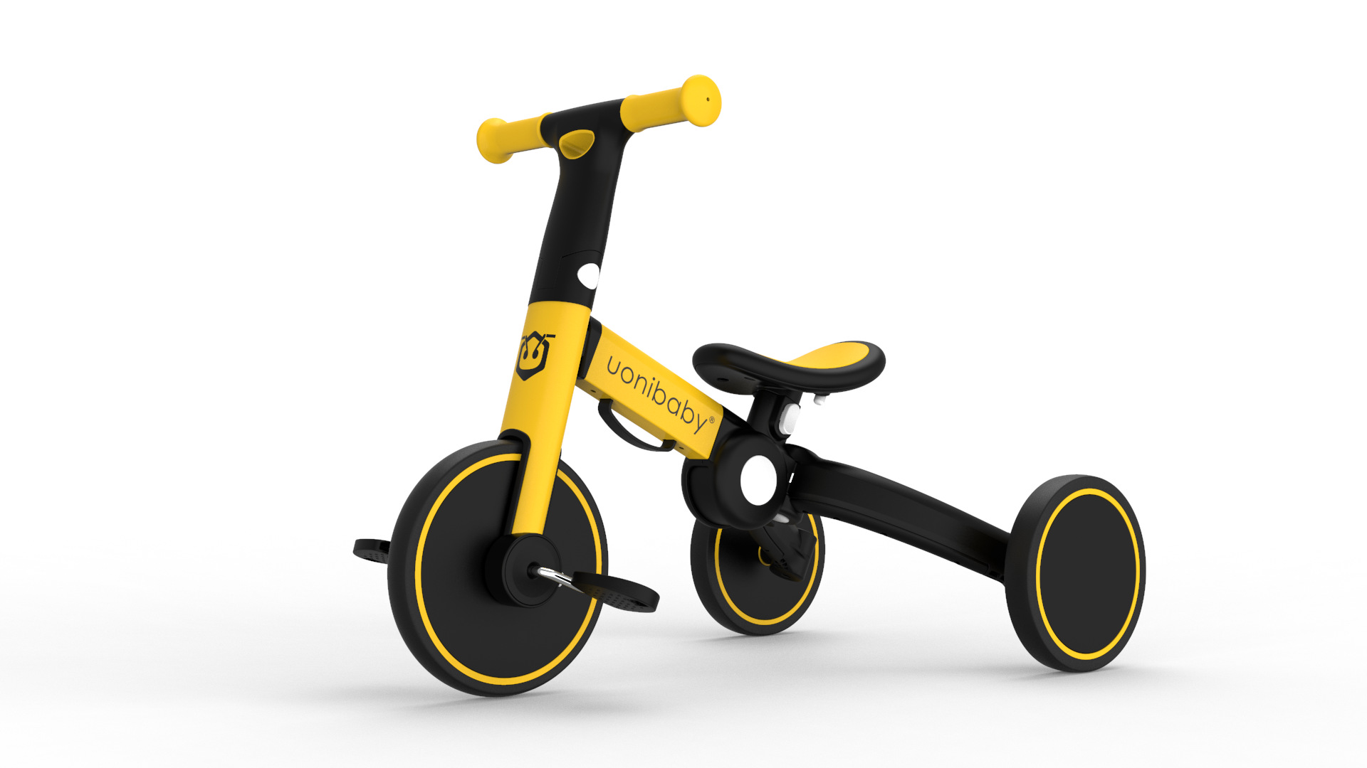 uonibaby儿童平衡车滑行车1-3-5岁宝宝折叠小孩溜溜三合一自行车