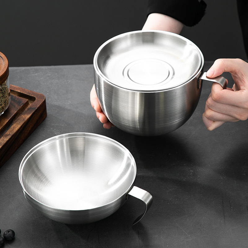 304不锈钢快餐杯泡面碗学生白领饭盒现代简约便携饭食堂用餐具