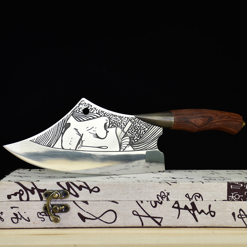 手工锻打菜刀龙泉市复古切片刀鬼手作锋利厨师刀具批发女士小厨刀