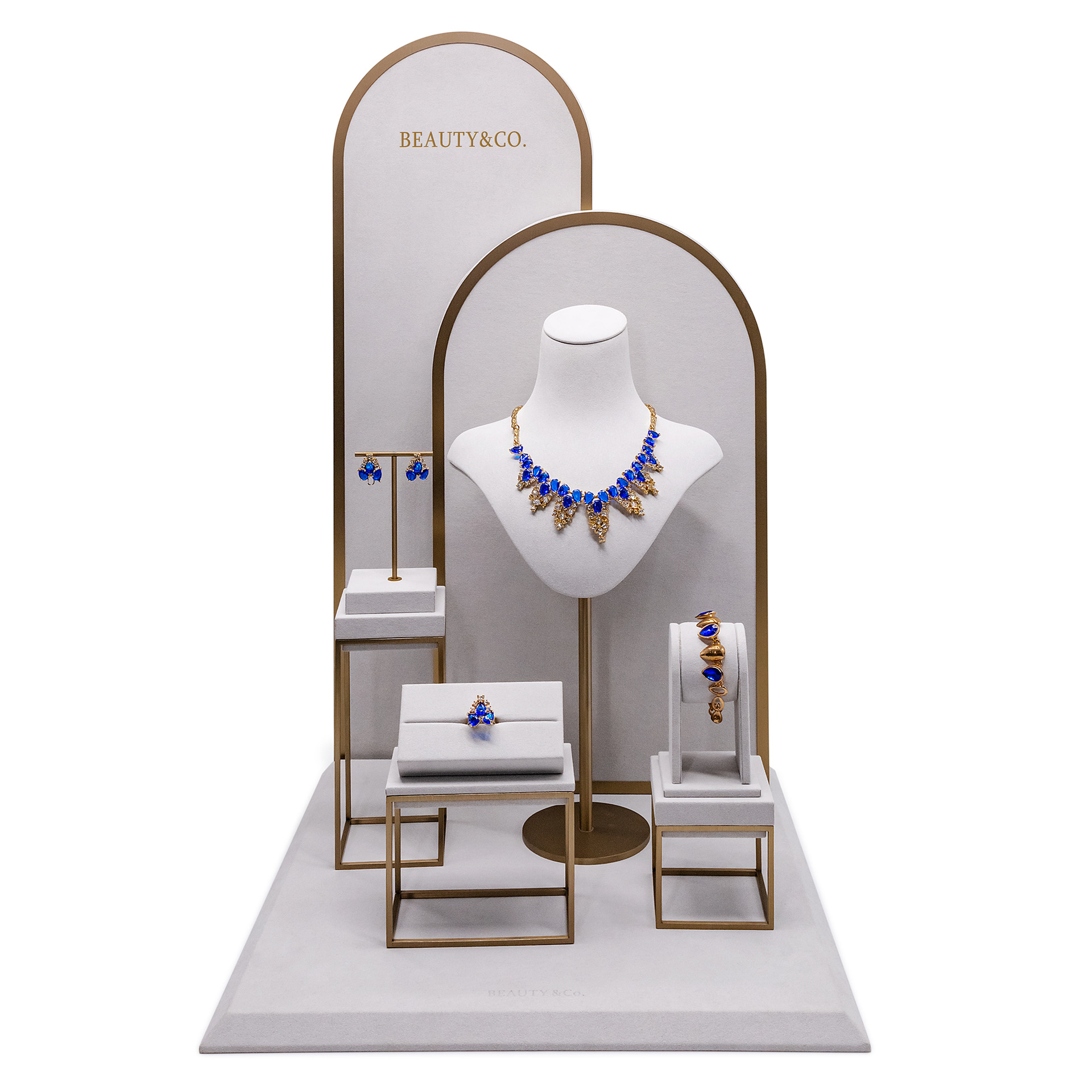 【厂家直销】奢华金属拉丝珠宝橱窗展示道具 方框