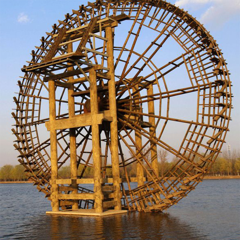 户外水车大型水车景观水车木制风水轮流水鱼池假山喷泉防腐木水车