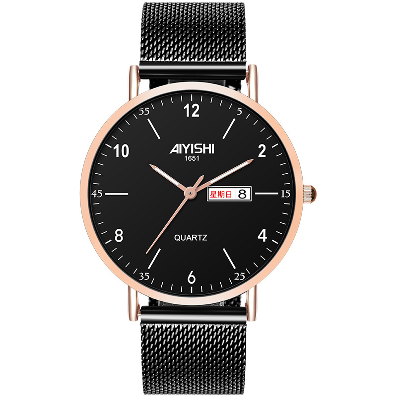 手表男爱依士aiyishi 1651瑞士商务国产腕表学生防水石英男士手表