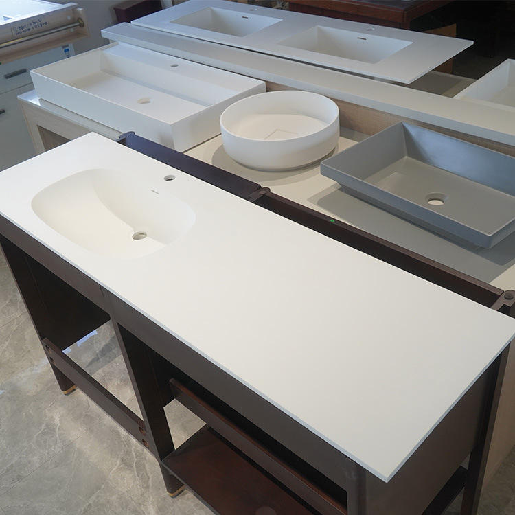 厂家直供耐污易清洁人造石洗手盆简约柜盆人造石一体盆f101