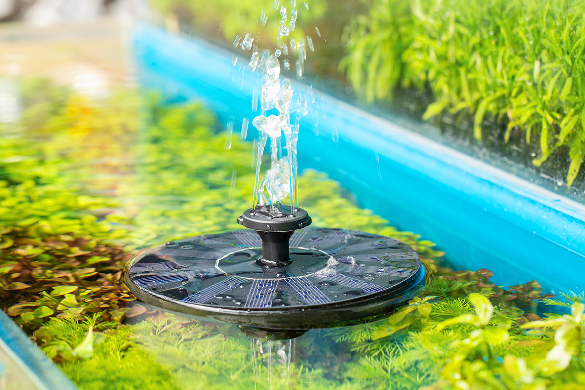 厂家供应亚马逊爆款太阳能喷泉户外水池水景流水漂浮喷泉直径13cm