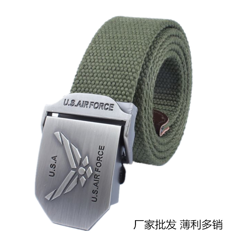 空军新款帆布腰带 男士加厚编织休闲裤带 加厚加长皮带现货批发