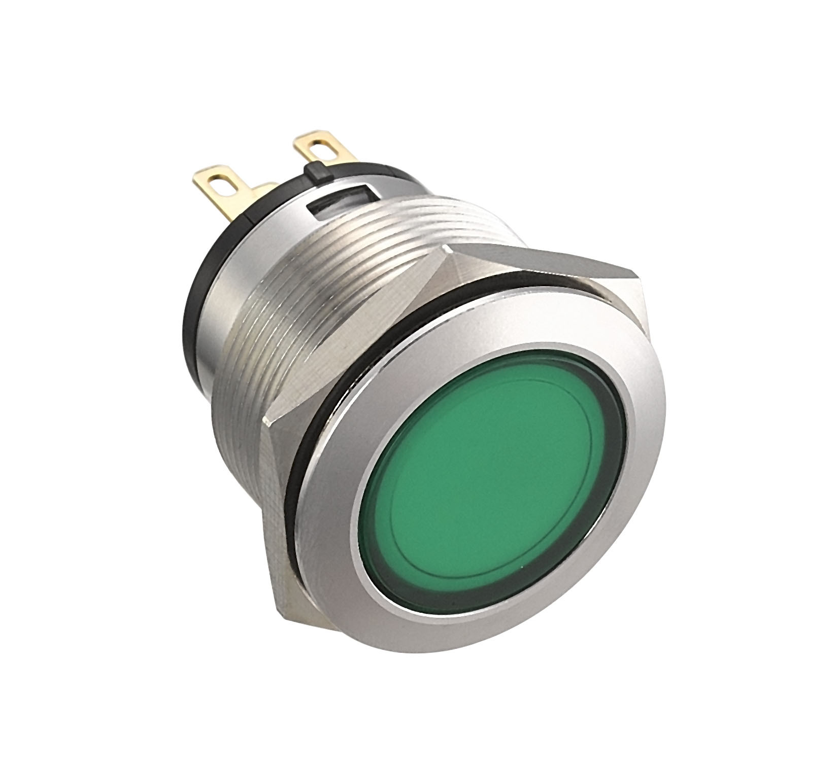 25mm 金属按钮 整面发光 自锁 ip68 抗震动 1no 1nc 绿色 24v
