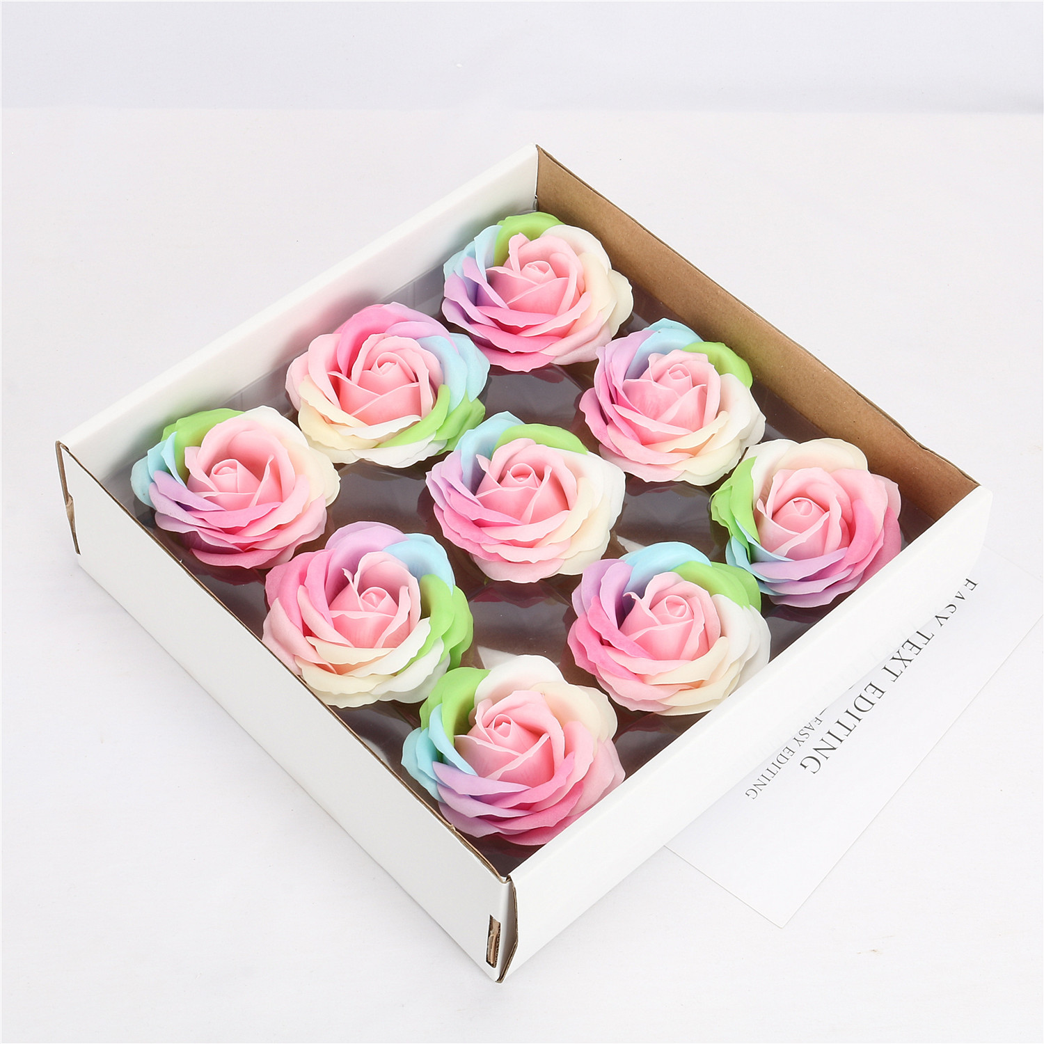 七彩玫瑰香皂花花头 仿真玫瑰假花花朵 独角兽肥皂花七彩花头批发