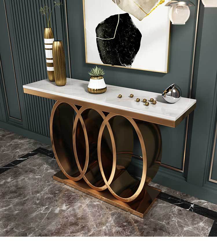 北欧轻奢大理石玄关桌玄关台新中式简约条案玄关柜酒店门厅端景台