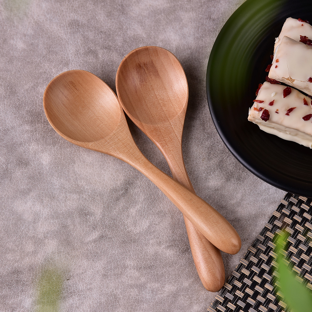 勺子长柄蜂蜜木头勺子日式木质餐具儿童用调羹搅拌勺咖啡木勺