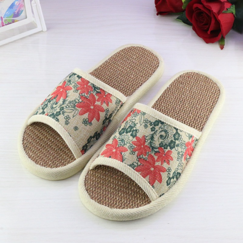 Blue and White Porcelain Couple Linen-like Slippers Stall Exhibition Meeting Running Rivers and Lakes Baby Boy and Girl Summer Slippers Home Indoor Mop